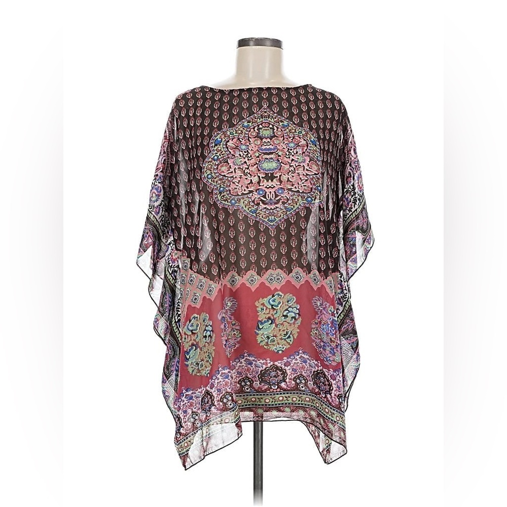 Bohemian Brown Patterned Women's Tunic Top